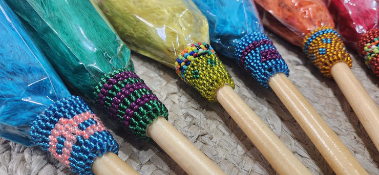 Feather Dusters with African-Inspired Beaded Cuffs